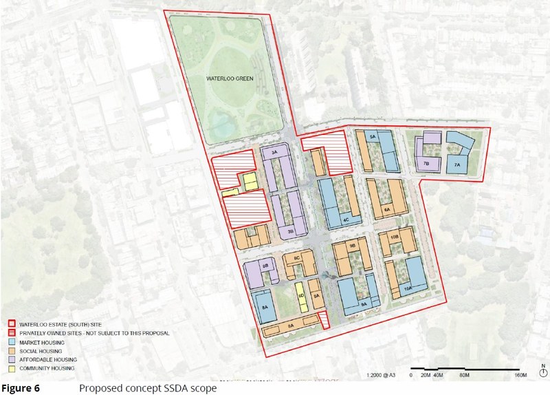 Indicative location of housing types across Waterloo Estate (South)